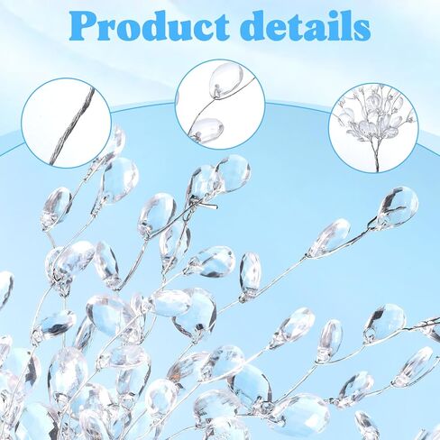 Matwsec 25 PCS Crystal Floral Picks Acrylic Flower Picks for Floral Arrangements Glitter Flower Branches for Wedding DIY Crafts Home Office Table Top Decoration in Kuwait