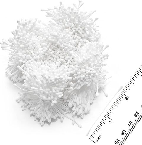 White Flower Stamens 2000Pcs (5 Bundles of 400), 2.3 Inch Cotton Stamens for Flower Making, Bulk Stamens for Wedding Bouquets, Sugar Flowers, DIY Floral Arrangements, Artificial Flower Centers in Kuwait