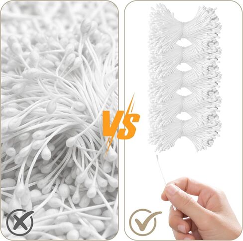 White Flower Stamens 2000Pcs (5 Bundles of 400), 2.3 Inch Cotton Stamens for Flower Making, Bulk Stamens for Wedding Bouquets, Sugar Flowers, DIY Floral Arrangements, Artificial Flower Centers in Kuwait