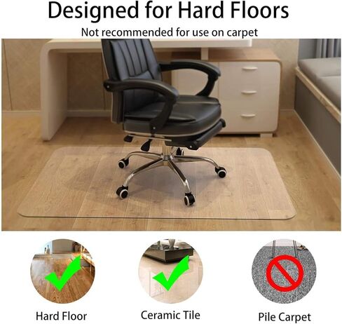NATRKE Clear Chair Mat for Hardwood Floor, 36" × 48" Office Chair Mat Transparent Floor Mat with Non-Slip Frosted Back, Heavy Duty PVC Protector Mat for Home, Office & Tile Floors in Kuwait