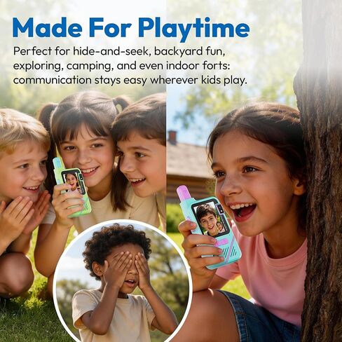 Contixo Kids Video Walkie Talkie - شاشة IPS 2.0 بوصة، بطارية قابلة للشحن 1000 مللي أمبير في الساعة، اتصال داخلي عبر الفيديو، مغير الصوت، إنذار SOS، مصباح يدوي، بوصلة، عبوتان للمتعة العائلية الداخلية والخارجية in Kuwait