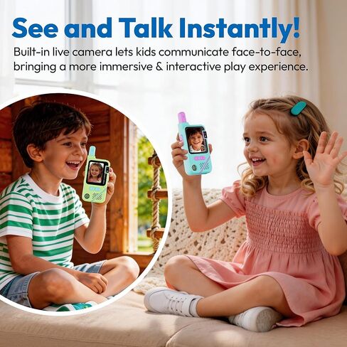 Contixo Kids Video Walkie Talkie - شاشة IPS 2.0 بوصة، بطارية قابلة للشحن 1000 مللي أمبير في الساعة، اتصال داخلي عبر الفيديو، مغير الصوت، إنذار SOS، مصباح يدوي، بوصلة، عبوتان للمتعة العائلية الداخلية والخارجية in Kuwait