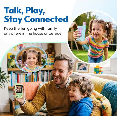 Contixo Kids Video Walkie Talkie - شاشة IPS 2.0 بوصة، بطارية قابلة للشحن 1000 مللي أمبير في الساعة، اتصال داخلي عبر الفيديو، مغير الصوت، إنذار SOS، مصباح يدوي، بوصلة، عبوتان للمتعة العائلية الداخلية والخارجية in Kuwait