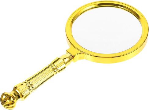 عدسة مكبرة محمولة مطلية بالذهب من VILLCASE مقاس 7.08 بوصة، عدسة مكبرة ذات مقبض طويل لقراءة المجوهرات والحرف الإلكترونية والأعمال التفصيلية للبالغين وكبار السن in Kuwait