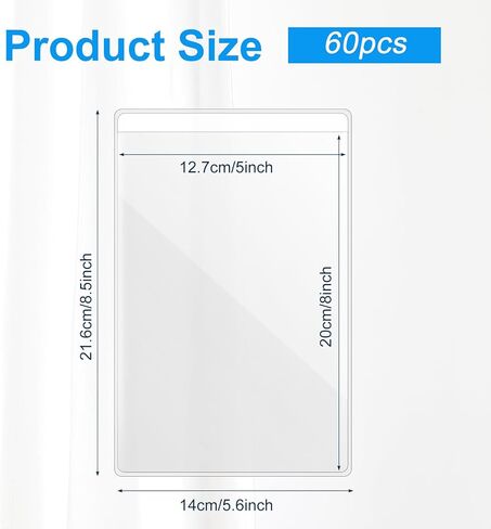 60 Pcs 5 x 8 Inch Self Adhesive Shop Ticket Holders Clear Adhesive Display Pockets Sleeves for Index Card and Planners Top Load Plastic Label Holder Protector for Photos Office Planners Document Card in Kuwait
