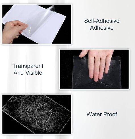 60 Pcs 5 x 8 Inch Self Adhesive Shop Ticket Holders Clear Adhesive Display Pockets Sleeves for Index Card and Planners Top Load Plastic Label Holder Protector for Photos Office Planners Document Card in Kuwait