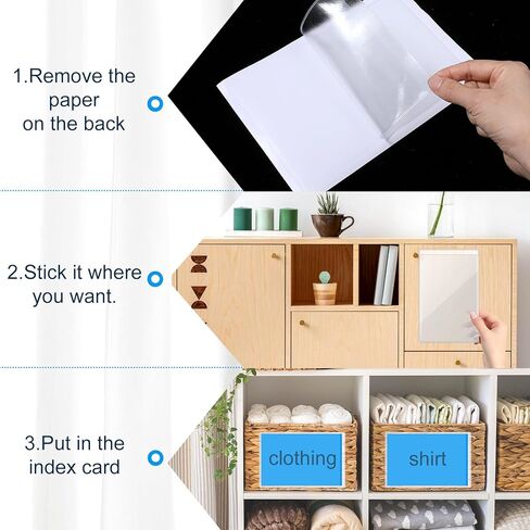 60 Pcs 5 x 8 Inch Self Adhesive Shop Ticket Holders Clear Adhesive Display Pockets Sleeves for Index Card and Planners Top Load Plastic Label Holder Protector for Photos Office Planners Document Card in Kuwait