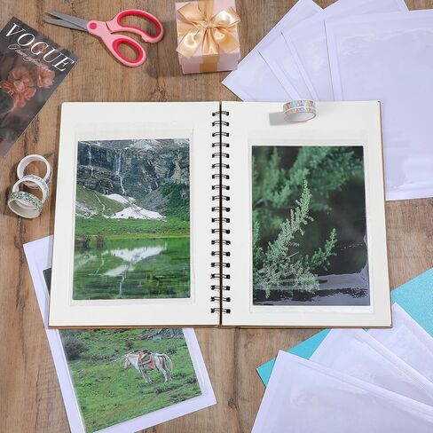 60 Pcs 5 x 8 Inch Self Adhesive Shop Ticket Holders Clear Adhesive Display Pockets Sleeves for Index Card and Planners Top Load Plastic Label Holder Protector for Photos Office Planners Document Card in Kuwait