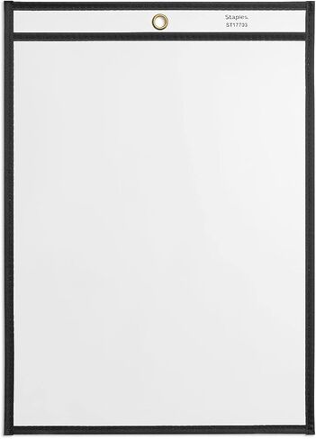 Staples Heavy Duty Job Ticket Holders, 9 x 12 Inches, Clear, Reinforced Edges, Durable Vinyl, Top-Loading, Secure Document Display, 50/Carton in Kuwait