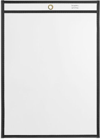 Staples Heavy Duty Job Ticket Holders, 9 x 12 Inches, Clear, Reinforced Edges, Durable Vinyl, Top-Loading, Secure Document Display, 50/Carton in Kuwait