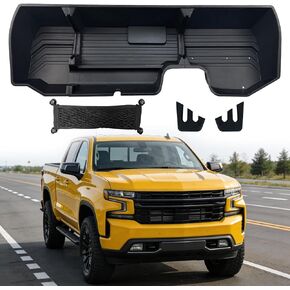 مساحة تخزين تحت المقعد مناسبة لـ 2019-2026 Chevy Silverado/GMC Sierra 1500، 2020-2026 Silverado/Sierra 2500HD 3500HD كابينة مزدوجة وكابينة طاقم، صندوق تخزين مقسم أسفل المقعد مع جيب شبكي، أسود in Kuwait