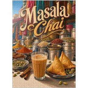 MyPuzzle Masala Chai - سوق التوابل الهندي - أحجية الصور المقطوعة الممتازة المكونة من 500 قطعة للبالغين in Kuwait