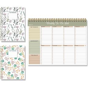 To Do List Notepad, 2 Pack Ougesi 9"x6" Undated Daily Planner Notebook with Waterproof Cover, Task Organizer Pad for Daily Tasks & Goal Setting, Perfect for Office, Home & School in Kuwait