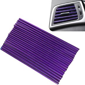 20 PCS Car Air Conditioner Vent Trim Decoration Strips, Waterproof Bendable Air Vent Outlet Trim Decoration, DIY Chrome PVC Decorative Strip, Universal for Most Vehicles (Purple) in Kuwait