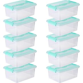 Simply Tidy 14.5 Qt. Mint Storage Bins with Lids – Plastic Stackable Containers for Crafts, Home & Office Organization, 10 Pack in Kuwait