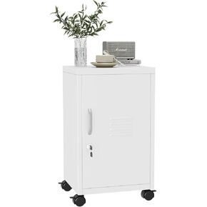 pozdeg 24.4" H Metal Locker Storage File Cabinet with Wheels - Small Employees Locking Cabinet Steel Locker Adjustable Shelf & Lock, Single Door Lockable Cabinet for Home, School, Office, Gym (White) in Kuwait