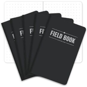 Elan Publishing Company Field Notebook/Pocket Journal - 3.5"x5.5" - Black - Dot Graph Memo Book - Pack of 5 in Kuwait