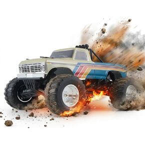 شاحنة FMS 1/10 Ford F-100 بدون فرشاة RC، سيارة RC مرخصة لعام 1973 للبالغين، 55 كم/ساعة عالية السرعة 2WD RC زاحفة، Hobbywing 60A ESC ومحرك 3652، تروس معدنية بالكامل وأعمدة محرك CVD فولاذية، RS (أزرق/أخضر) in Kuwait