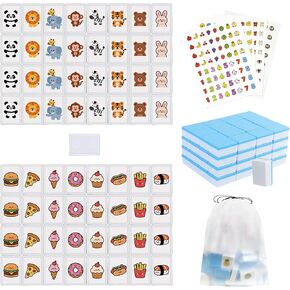 Vita Mahjong Game Set with Stickers, 65 Tiles DIY Plastic Mahjong Block Set, 2 Player Seaside Escape Push Tiles Game (Blue) in Saudi Arabia