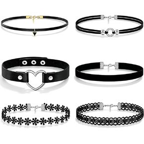 Ronglry 3pcs Black Choker Necklace for Women Black Velvet Choker Set Layered Black Choker Necklaces Classic Chokers for Women Girls Adjustable Gothic Lace Black Collar Necklace for Party Cosplay Christmas Birthday Jewelry Gifts in Kuwait