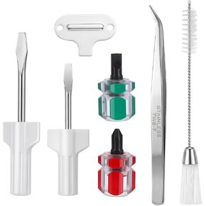 7 Pcs Sewing Machine Cleaning Kit Include Tweezers Double Ended Fluff Brush Needle Board Screwdriver and 4 Short Screwdrivers, Sewing Machine Repair Tool for Repairing and Cleaning Sewings Machines in Kuwait