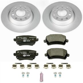 PowerStop Euro-Stop Fully Coated Rear Brake Kit For Volkswagen Eos 2007-09 |Passat 2010 |Tiguan 2011-17 |Tiguan Limited 2017-18 - ECE-R90 Certified Brake Pads + Disc Rotor Upgrade, ESK5662 in Kuwait