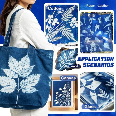 Cyanotype Kit 200g – 2 Component Cyanotype Solution & Chemicals Sensitizer Set for Fabric Paper Art Projects – Sun Printing Supplies for Botanical Photography Blueprint Crafts Beginners & Artists in Kuwait