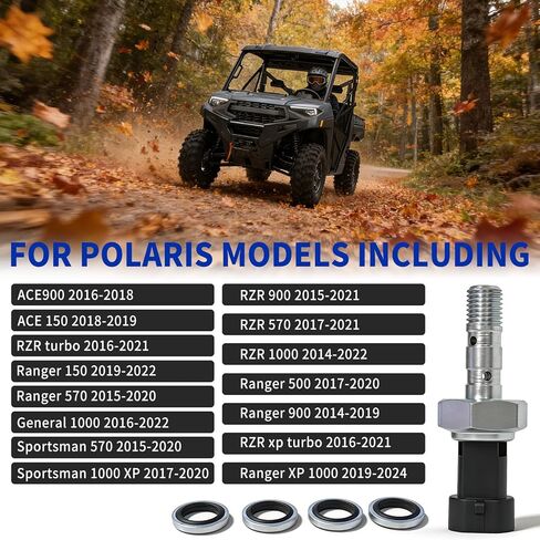 Brake Pressure Switch Replace for Polaris 4014262 791071 4081117 Model Compatible with Polaris Ranger XP 1000,RZR Turbo, Ace 150, RZR 570 900 1000 XP Turbo, Sportsman 570 with 4 Pcs Line Seal in Kuwait