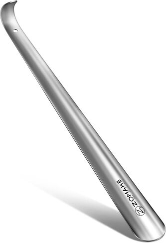ZOMAKE Shoe Horn Metal, 42cm Long Handle Shoehorn - Long Silver Stainless Steel Shoe Stick Wear Shoes Helper for Men Women Seniors Kids in Kuwait