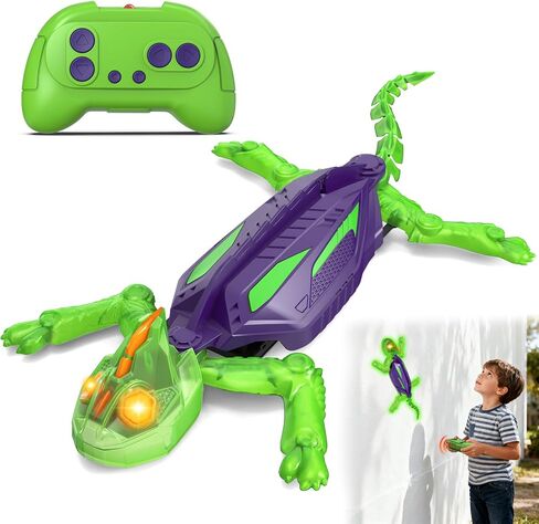 Wall Climbing Gecko, Glow-in-The-Dark Lizard Wall Crawler, Remote Control Lizard with LED Eyes, 360° Rotating Electric Reptile Robot for Floor and Wall, Christmas Birthday Gift for 3-8 Year Old Kids in Kuwait