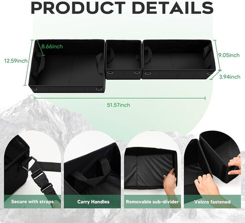 Autorder Foldable Under Seat Storage Organizer for 2019-2026 Chevy Silverado/GMC Sierra 1500 & 2020-2025 2500HD/3500HD, 600D Oxford Fabric Waterproof Underseat Tool Box Accessory for Double & Crew Cab in Kuwait