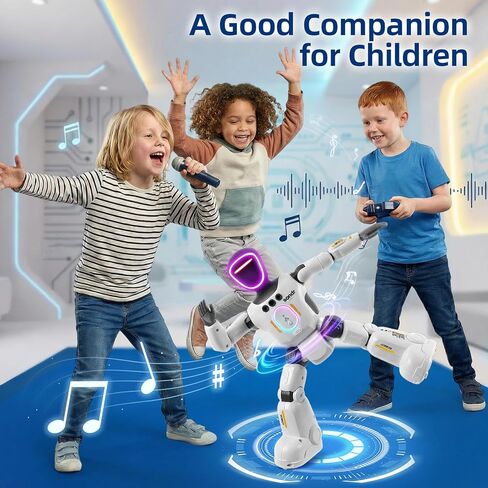 Robot Toy for Kids, Voice Recording&Playback Remote Control Robot, LED Faces Interactive Kids Toy with Gesture Sensing, Music Walking Dancing Birthday Gift for 4 5 6 7 8 9 10 11 12 Year Old Boys Girls in Kuwait