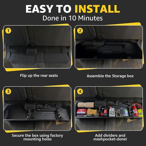 مساحة تخزين تحت المقعد مناسبة لـ 2019-2026 Chevy Silverado/GMC Sierra 1500، 2020-2026 Silverado/Sierra 2500HD 3500HD كابينة مزدوجة وكابينة طاقم، صندوق تخزين مقسم أسفل المقعد مع جيب شبكي، أسود in Kuwait