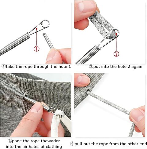 Drawstring Needle Threader 2 PCS,DIY Rope Threader Clip,Drawstrings Replacement with Easy Threaders,Drawstring Threader Tool Set,for Drawstring Replacement for Hoodies,Pants in Kuwait