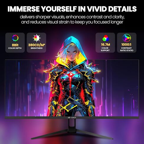 CRUA 22 Inch White Monitor, FHD 1080P 95% sRGB 75Hz Computer Monitor Support Low Blue Light, Tilt Adjustment, Wall Mount Install. Desktop PC Display for Office or Gaming(HDMI/VGA Ports) in Saudi Arabia