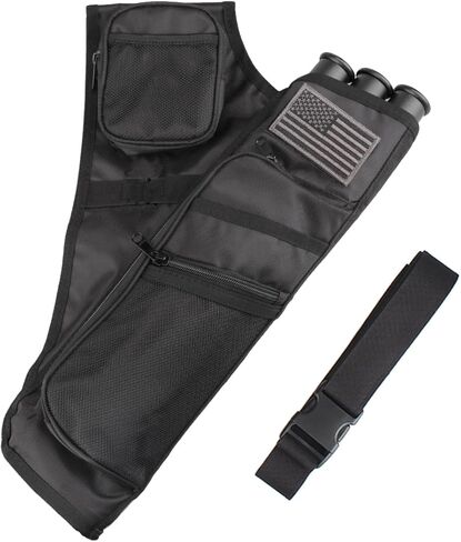KRATARC 3-Tubes Hip Quiver Waist Hanged Arrow Archery Carry Bag with Pockets Adjustable Belt in Saudi Arabia