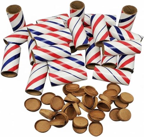 PyroBuild 25-Pack Red, White & Blue 3/4-Inch Cardboard Tubes with 50 Matching Paper Plugs, Made in USA, 3/4" ID x 1" OD x 2-1/8" Long Heavy-Walled Rolling Tubes for Model Rocketry and Crafts in Kuwait