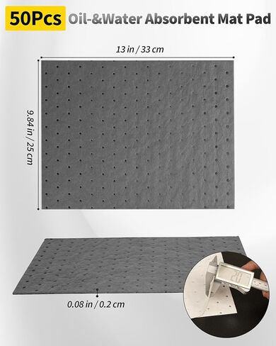 Oil Absorbent Pads, Heavyweight Oil&Water Absorbent Mat Pad, Dimpled Leak Proof Pad, Microfiber Polypropylene, Absorbs Oil Grease Coolant Water-Based Fluids, for Car Motorcycle Tools(Gray, 50Pcs) in Kuwait