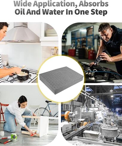 Oil Absorbent Pads, Heavyweight Oil&Water Absorbent Mat Pad, Dimpled Leak Proof Pad, Microfiber Polypropylene, Absorbs Oil Grease Coolant Water-Based Fluids, for Car Motorcycle Tools(Gray, 50Pcs) in Kuwait