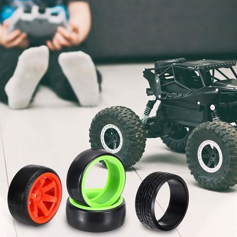 MECCANIXITY 2 قطعة 1/10 RC إطارات السيارات على الطريق، إطارات RC الانجراف استبدال الإطارات البلاستيكية الصلبة لمركبة الانجراف التي يتم التحكم فيها عن بعد، أسود in Kuwait