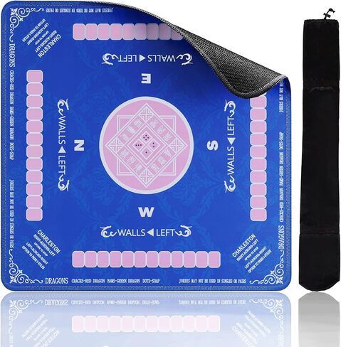 حصيرة LXCREAT Blue Mahjong للطاولة مع 4 رفوف دفع مقاس 81.28 سم × 81.28 سم، حصائر أمريكية مضادة للانزلاق لتقليل الضوضاء للعب ألعاب لوحة البوكر، وسادة طاولة ماجونج قابلة للطي محمولة للحفلات in Kuwait
