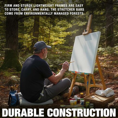 لوحة قماشية مشدودة مقاس 8 × 36 بوصة من US Art Supply، 12oz ثلاثية معدة، 3 عبوات - جودة فنية احترافية بيضاء فارغة 3/4 بوصة، 100% قطن، جيسو ثقيل الوزن - صب أكريليك، زيت in Kuwait