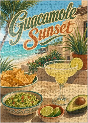 MyPuzzle Guacamole Sunset Coastal Margarita Scene - أحجية الصور المقطوعة الممتازة المكونة من 1000 قطعة للبالغين in Kuwait