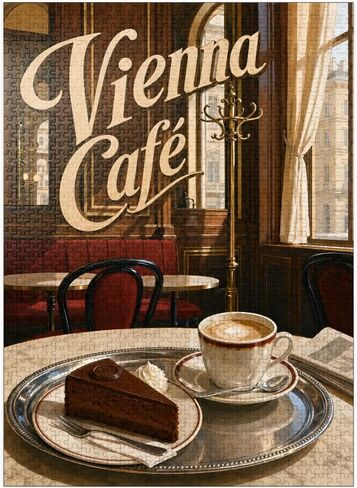 MyPuzzle Vienna Cafe Classic Coffeehouse Elegance - أحجية الصور المقطوعة الممتازة المكونة من 1000 قطعة للبالغين in Kuwait