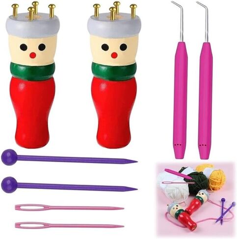 1 Set Spool Knitting Doll Set,Homemade Rope Tie DIY French Knitting Tool Kit Creativity Spool for Beginners DIY in Kuwait