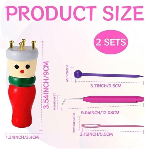 1 Set Spool Knitting Doll Set,Homemade Rope Tie DIY French Knitting Tool Kit Creativity Spool for Beginners DIY in Kuwait
