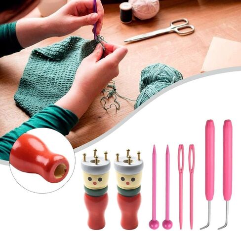 1 Set Spool Knitting Doll Set,Homemade Rope Tie DIY French Knitting Tool Kit Creativity Spool for Beginners DIY in Kuwait