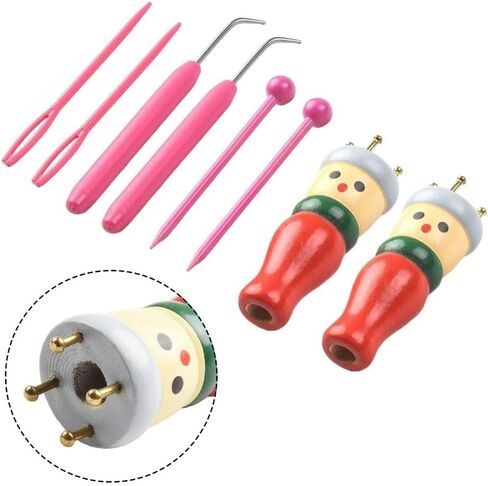 1 Set Spool Knitting Doll Set,Homemade Rope Tie DIY French Knitting Tool Kit Creativity Spool for Beginners DIY in Kuwait