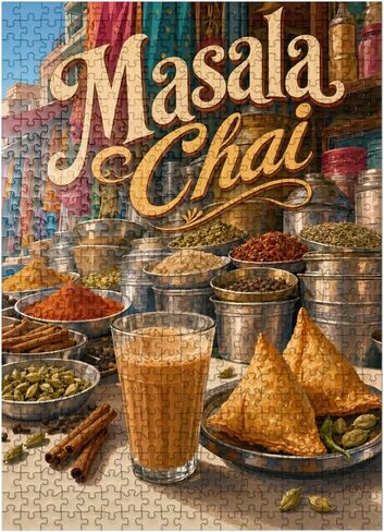 MyPuzzle Masala Chai - Indian Spice Market - Premium 500 Piece Jigsaw Puzzle for Adults in Saudi Arabia