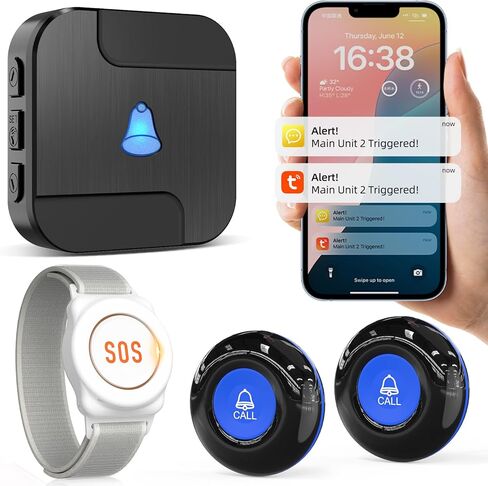 زر اتصال CallToU Wi-Fi اللاسلكي لمقدمي الرعاية لكبار السن في المنزل، تطبيق تنبيه الطوارئ لنظام مساعدة الخريف لكبار السن والمرضى/المعاقين في المنزل in Kuwait
